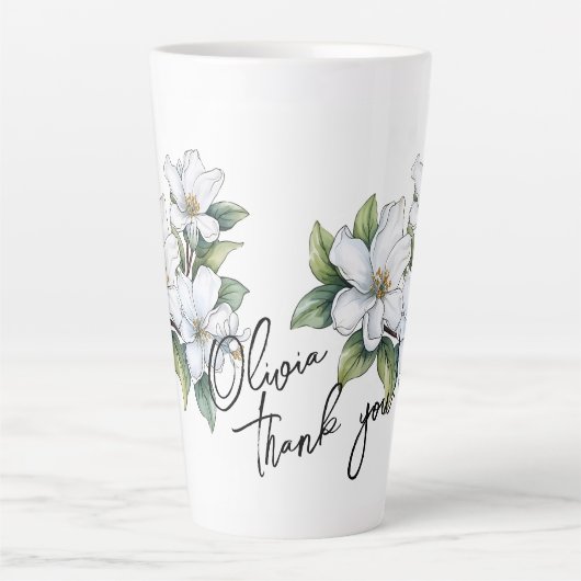 Jasmine "Dank je!" Bewerkbare slogan en naam Latte Mok (Voorkant)