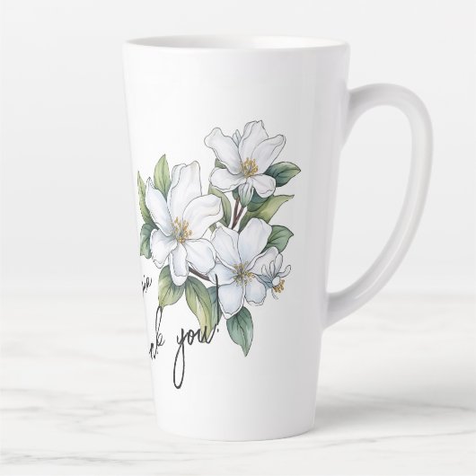 Jasmine "Dank je!" Bewerkbare slogan en naam Latte Mok (Rechts)