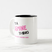 Jasmine ding dat je niet zou begrijpen naam tweekleurige koffiemok (Voorkant links)