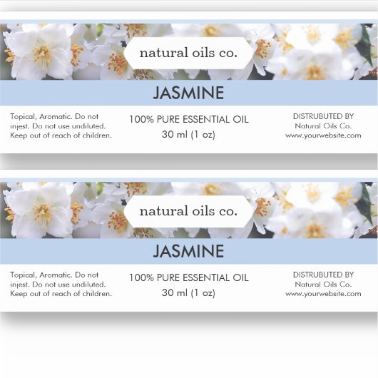 Jasmine Essential Oils Geurstof Flesetiket Sticker (Voorkant)