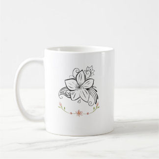 "Jasmine Flower Elegance Mug - Serene Floral Desig