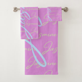 Jasmine Herhalende Naam Patroon Bad Handdoek