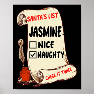 Jasmine Naam - Santa Naughty Leuke Lijst Grappige  Poster