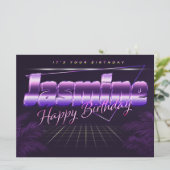 Jasmine Nom Prénom lila retro Carte Anniversaire (Debout devant)