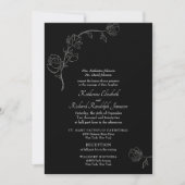 Jasmine Outline Black Formal Wedding Invitation Kaart (Voorkant)