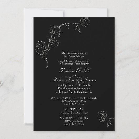 Jasmine Outline Faire-part de mariage officiel noi (Devant)