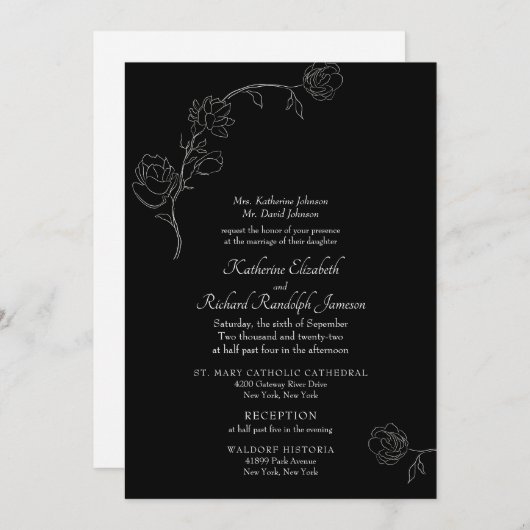 Jasmine Outline Faire-part de mariage officiel noi (Devant / Derrière)