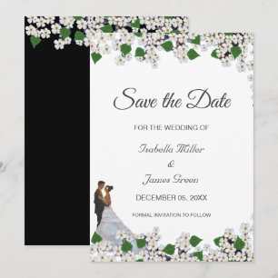 Jasmine sur carte de mariage noir et blanc Save th