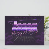 Jason Nom Prénom lila retro Carte Anniversaire (Debout devant)