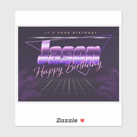 Jason Nom Prénom lila retro Sticker (Feuille)