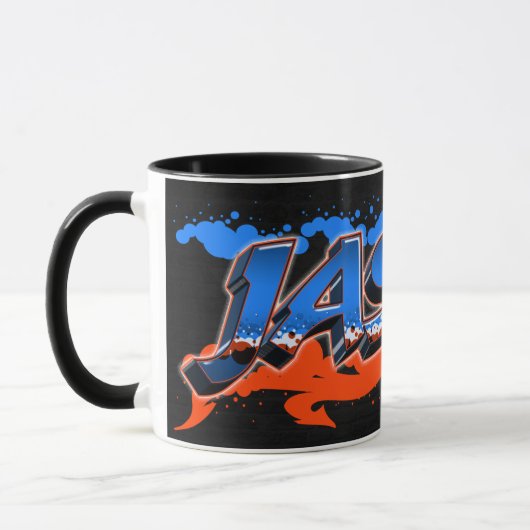 Jason prénom Graffiti blue Tasse orange (Gauche)