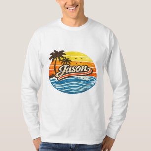 Jason Retro Sunset Naamontwerp T-shirt