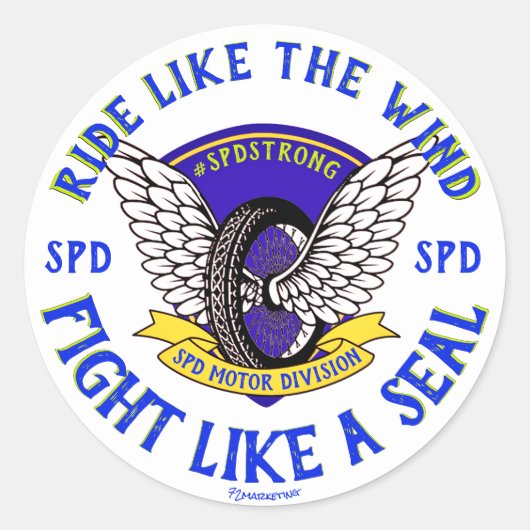 JASON SEALS SLIDELL POLITIE SPD MOTORFIETS GEBEDEN RONDE STICKER (Voorkant)