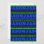 JASONCool Modern Bar Mitswa Uitnodiging Zwart Blau (Achterkant)