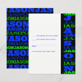 JASONCool Moderne Bar Mitzvah Invitation Black Blu (Devant / Derrière)