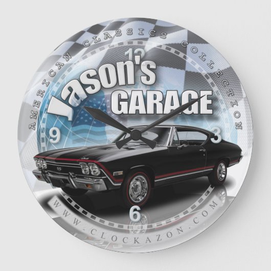 Jason's Garage Chevelle Wall Clock Grote Klok (Voorkant)