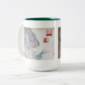 Jaspe la tasse à deux tons de lapin - vert (Devant gauche)