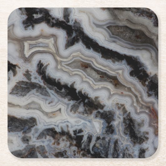 Jasper Agate Gemengd Slab Vierkante Kartonnen Onderzetter (Voorkant)