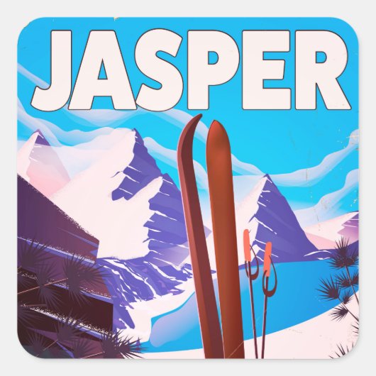 Jasper Alberta Canada reisposter Vierkante Sticker (Voorkant)