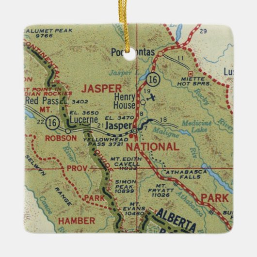 Jasper Alberta  Map Keramisch Ornament (Voorkant)