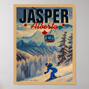 Jasper Alberta Mountains Canada Vintage jaren 1950 Poster