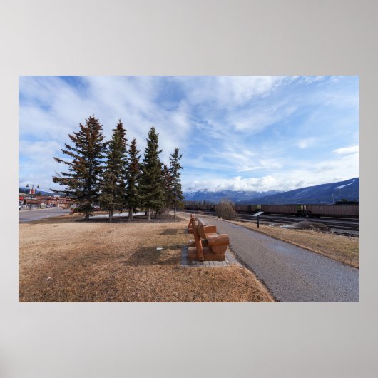 Jasper Alberta Uitzicht van treinen en Snowy met m Poster (Voorkant)