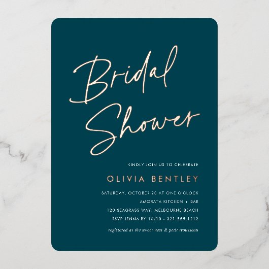 Jasper | Boho Minimalist Script Vrijgezellenfeest Folie Uitnodiging (Voorkant)