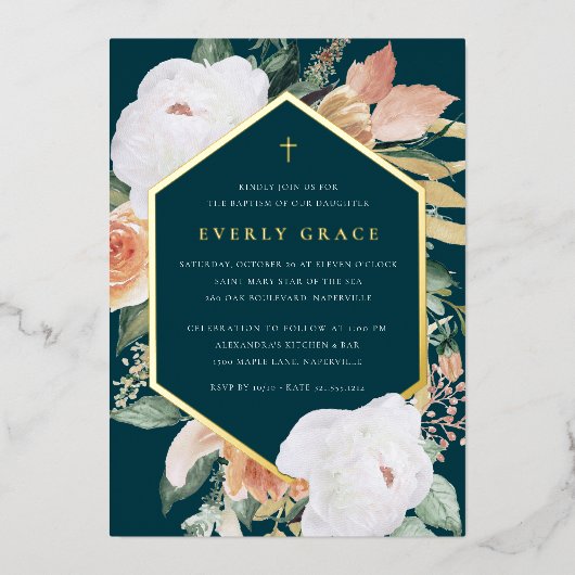 Jasper | Desert Floral Baptisme Folie Uitnodiging (Voorkant)