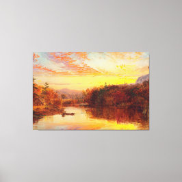 JASPER F. CROPSEY - Zonsondergang op Greenwood Lak Canvas Afdruk