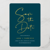 Jasper | Modern Minimal Script Foto Save the Date Folie Uitnodiging (Voorkant)