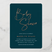 Jasper | Modern minimalistisch script Baby shower Folie Uitnodiging (Voorkant)