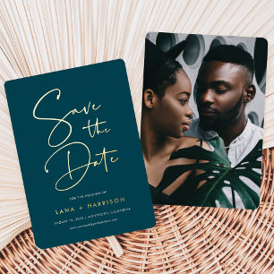 Jasper Moderne minimale scriptfoto slaat de datu Folie Uitnodiging