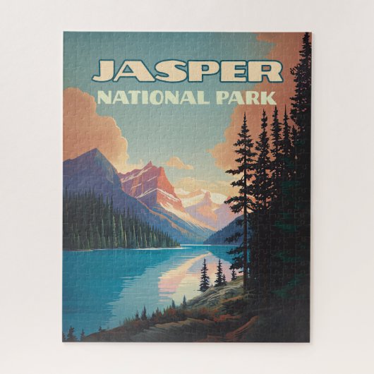 Jasper National Park Alberta Canada Rockies Retro Legpuzzel (Verticaal)