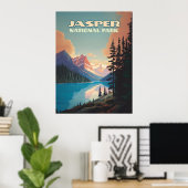 Jasper National Park Alberta Canada Rockies Retro Poster (Thuiskantoor)