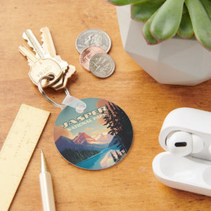 Jasper National Park Alberta Canada Rockies Retro Sleutelhanger