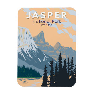 Jasper National Park Canada Travel Art  Magneet