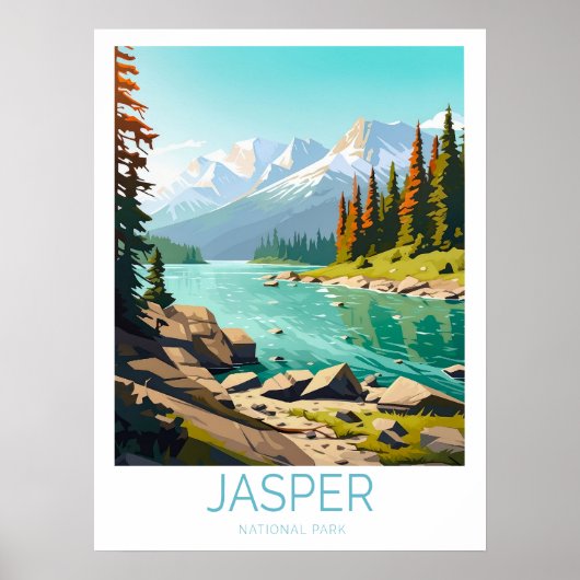 Jasper National Park Travel Poster, Jasper Canada Poster (Voorkant)