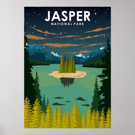 Jasper National Park Vintage Travel Poster (Devant)