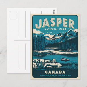 Jasper Nationla park alberta canada vintage gesche Briefkaart
