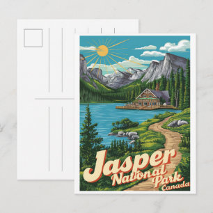 Jasper Nationla park alberta canada vintage gesche Briefkaart