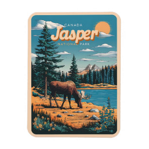 Jasper Nationla park alberta canada vintage gesche Magneet