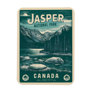 Jasper Nationla park alberta canada vintage gesche Magneet