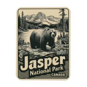 Jasper Nationla park alberta canada vintage gesche Magneet