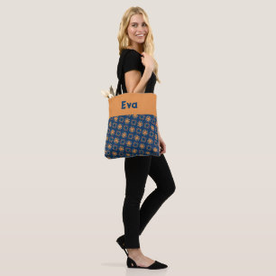 Jasper Sinaasappel en Ateneo Blauw Bloempatroon Draagtas
