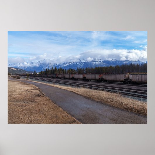 Jasper's Schilderachtig Spoorweg en Sneeuwpieken Poster (Voorkant)