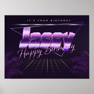 Jassy Nom Vorname lila retro Poster Geburtstag