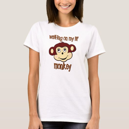 J'attends mon t-shirt de maternité de singe (Devant)