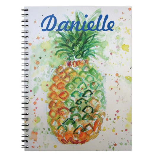 Jaune ananas Fruit Beachles filles nom Carnet (Devant)