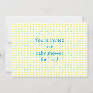 Jaune Aqua Chevron Dots Baby Shower Invitations