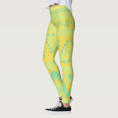 Jaune Aqua Leggings Motifs tribaux (Gauche)